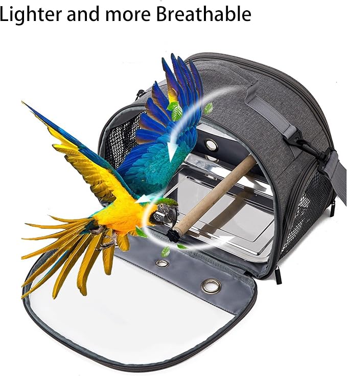 Bird Travel Carrier with Standing Perch, Lightweight Breathable Parrot Cage - Image 3