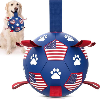 QDAN Dog Toys Soccer Ball with Straps, Durable Balls by QDAN