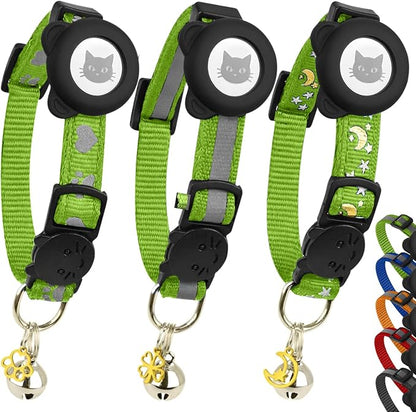 Cat Collar with AirTag Holders, Reflective Breakaway Safety Collars, Bells and by BemixPets
