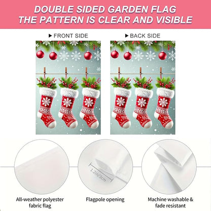 Christmas Garden Flag Three Stockings Winter Garden Flag 12x18 Inch Double - Image 4