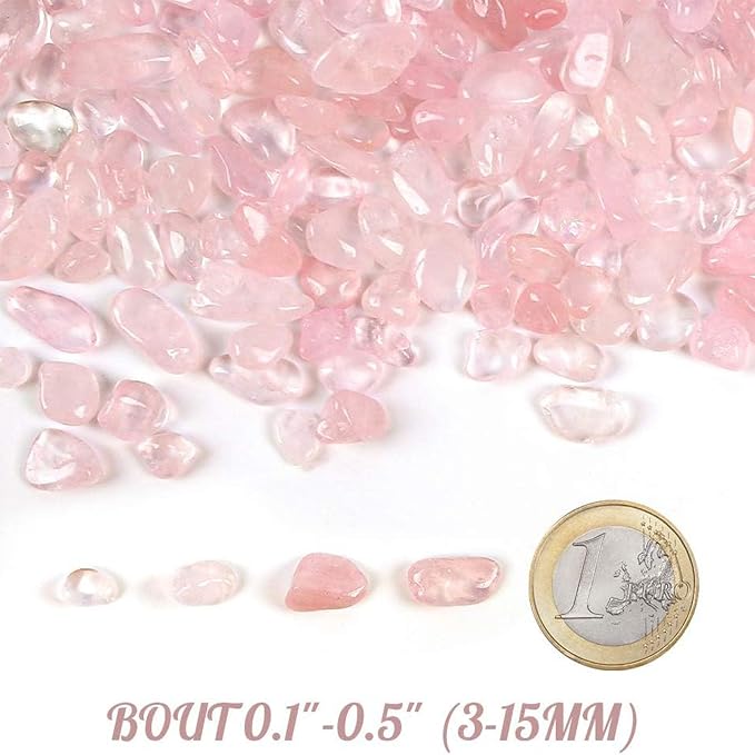 JOHOUSE Rose Quartz Crystals, 1lb Pink Crushed Rose Quartz Chips Bulk Tumbled - Image 2