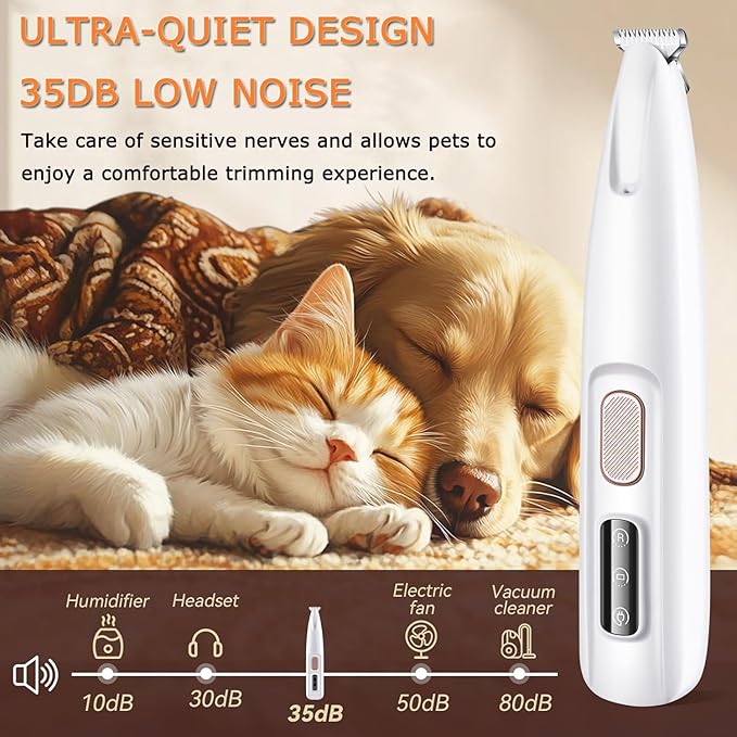 2PCs Dog Paw Trimmer with LED Light, 35dB Low Noise Precision Pet Paw Trimmer - Image 6