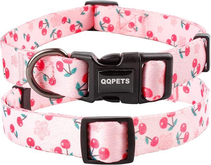 QQPETS Adjustable Soft Dog Collar: Print Flower Pink Multicolor Cute Patterns - Image 5