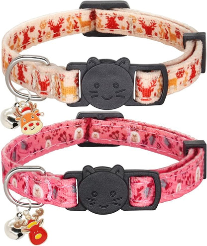 Christmas Cat Collar, Cotton 2 Pack Cat Collar by Giecooh
