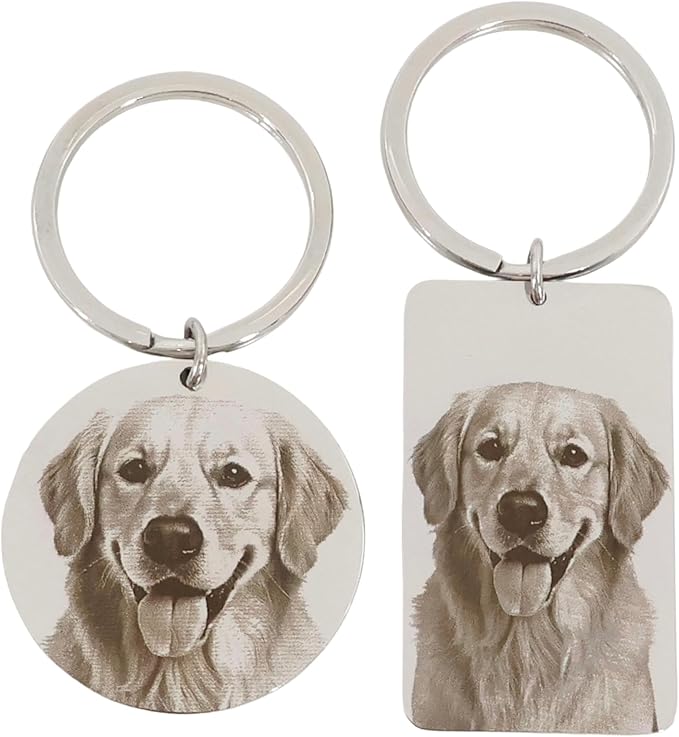 Custom Pet Portrait Keychain – Personalized Photo Engraved Keychain by CUSTOMGIFTSHOPUSA