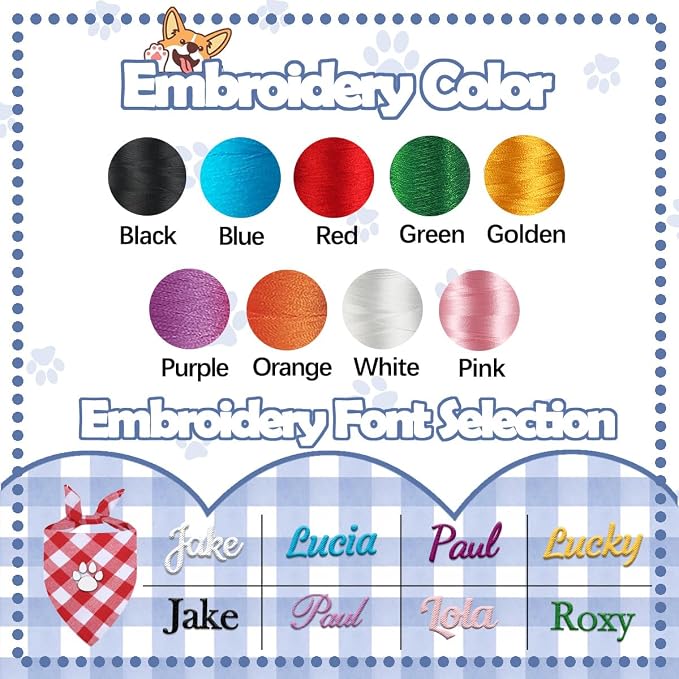 Personalized Dog Bandana Embroidered Name Custom Neckwear Dog Scarf Triangle - Image 3