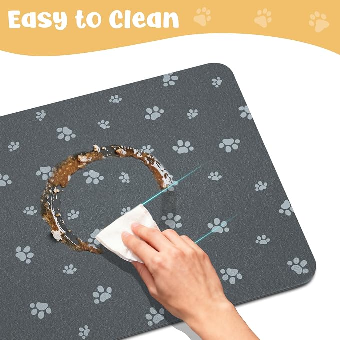Dog Food Mat, Diatom Ooze Cat Water Mats Non Slip - Image 2