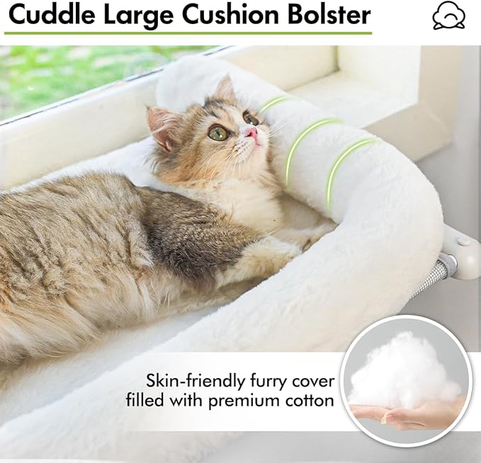 Cat Window Sill Perch with Large Bolster, Pet Hammock Bed - Image 3