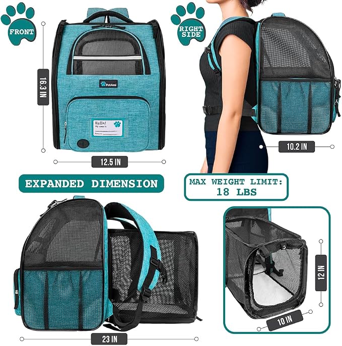 PetAmi Dog Cat Backpack Carrier, Expandable Pet Carrier Backpack - Image 2
