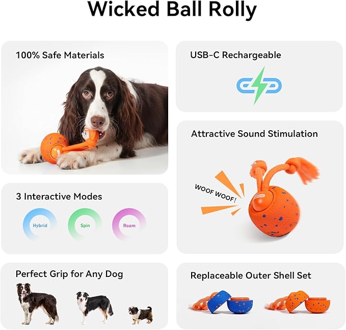 Cheerble Smart Interactive Dog Toy, Wicked Ball Rolly, Automatic Moving - Image 3