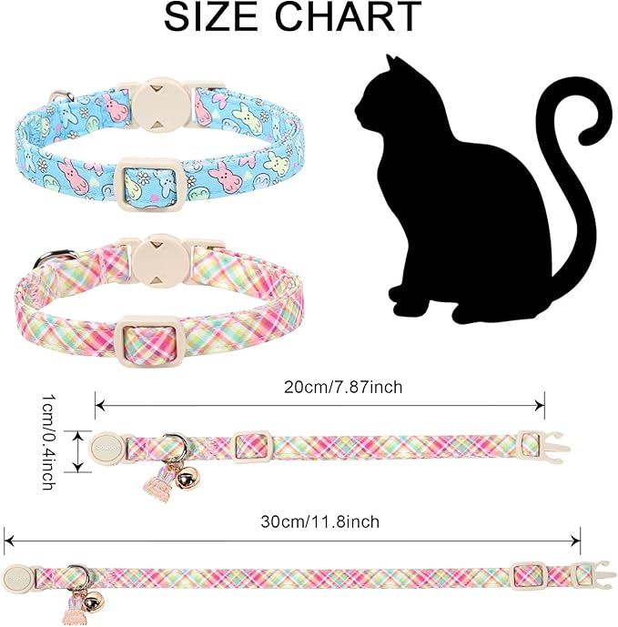 DOGWONG 2 Pack Easter Day Cat Collar Breakaway, Safety Adjustable Easter Plaid - Image 4