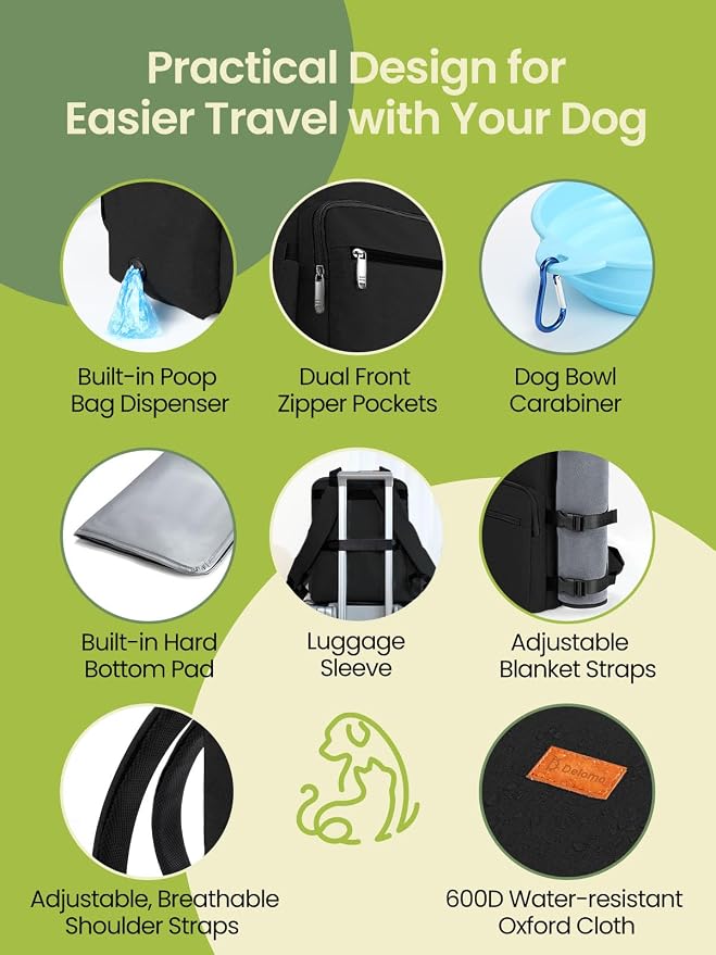 Dog Travel Bag All-in-One Set: DELOMO 25L Airline Approved Dog Travel Backpack - Image 2