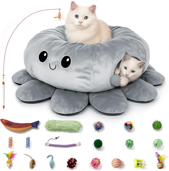 Cat Tunnel Bed for Indoor Cats, Peekaboo Cat Cave Bed, Cat Tunnel Christmas by FortheHeartbeatinYourLap