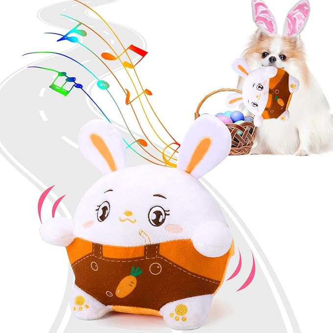 BABORUI Interactive Dog Toys Bunny, Jumping Squeaky Easter Dog Toys by BABORUI