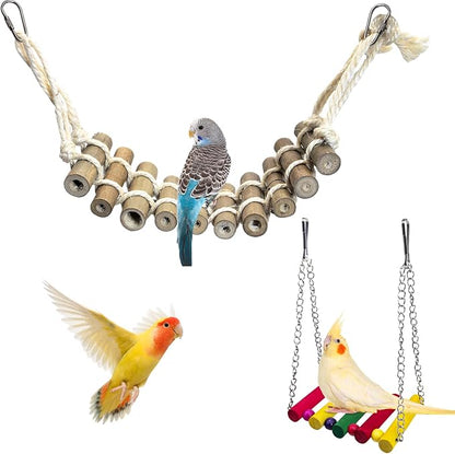 PINVNBY 2PCS Bird Ladder Bridge, Bamboo Bird Toys by PINVNBY