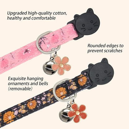 Cat Collar Breakaway, 2 Pack Cotton Cats Collars - Image 5