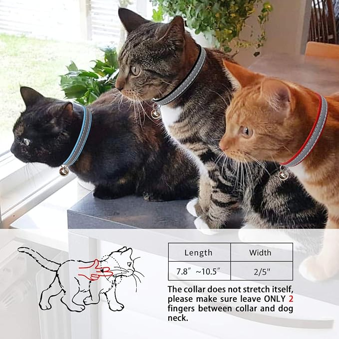 KUDES 3 PCS Breakaway Cat Leather Collars, Reflective Safety Buckle Kitten - Image 2
