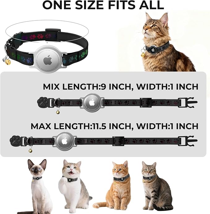 AirTag Cat Collar, Breakaway Cat Air Tag Collar, Reflective Cat Collar - Image 7