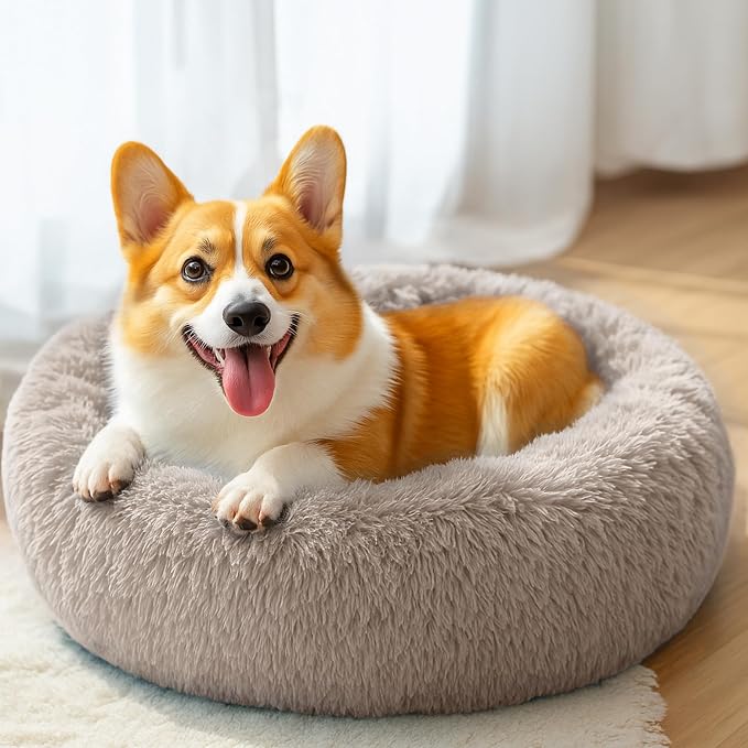 28in Large Dog Bed, Medium Size Dog and Cats, Calming Donut Bed - Image 5