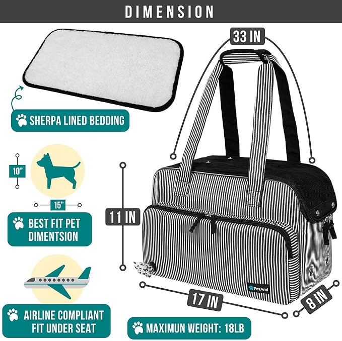 PetAmi Small Dog Purse Carrier, Soft-Sided Pet Carrier Bag - Image 2