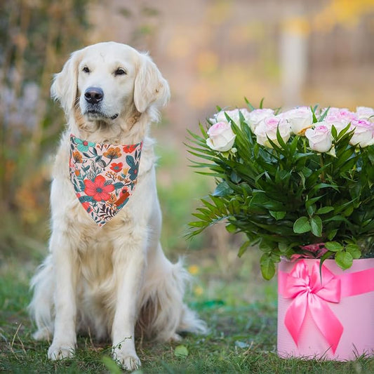 PTDECOR Flower Dog Bandana, Triangle Pet Bandanas - Image 2