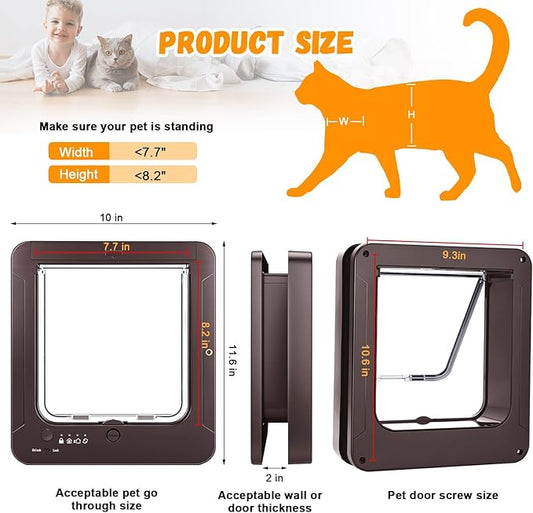 Smart Cat Door with 3 Collar Sensor, RFID Cat Door Collar Activated with Remote - Image 2
