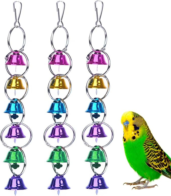 3 Pack Bird Bells Toy Chewing Hanging Ring Toy Cage Bite by Fejapa
