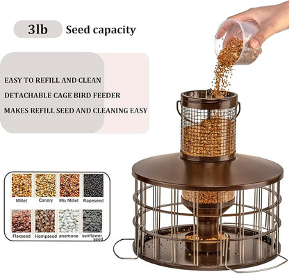 Upgraded Squirrel Proof Bird Feeders, 3Lbs Capacity Caged Bird Feeder, - Image 4