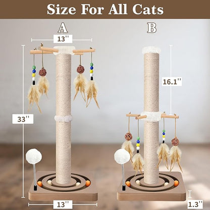 Tall Cat Scratching Post, 33 Inches, Interactive Furniture Toys - Image 5