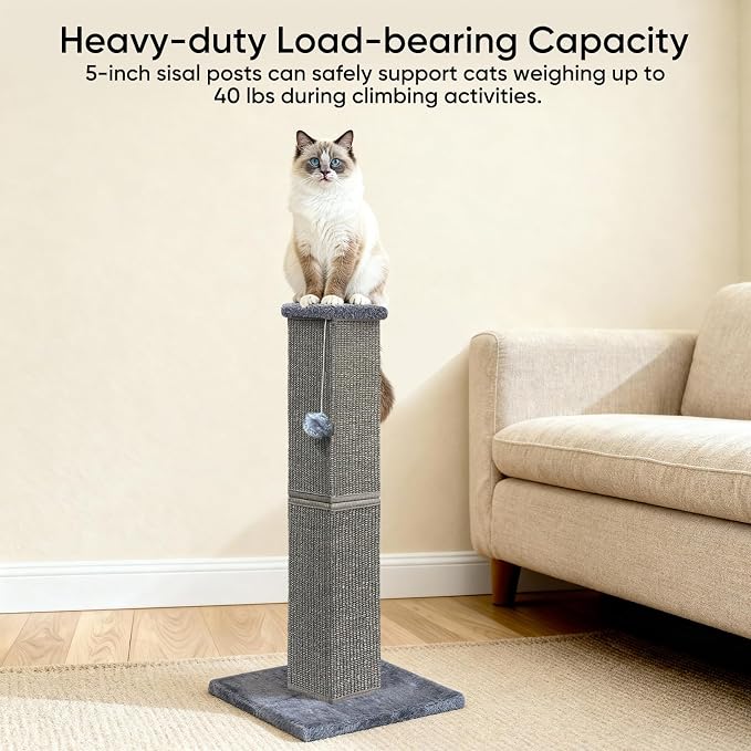 Cat Scratching Post 32 Inch for Indoor Large Cats and Kitten, Nature Sisal Tall - Image 5