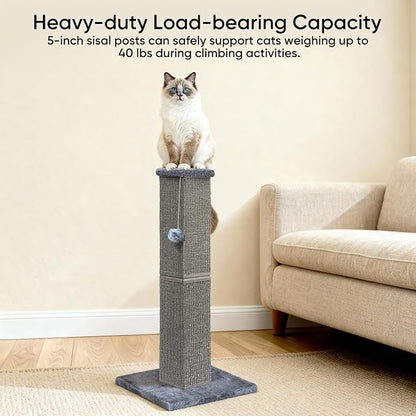Cat Scratching Post 32 Inch for Indoor Large Cats and Kitten, Nature Sisal Tall - Image 5