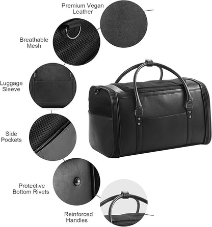 Stylish Leather Pet Carrier for Small Dogs and Cats Up to 15 lbs, Airline - Image 4