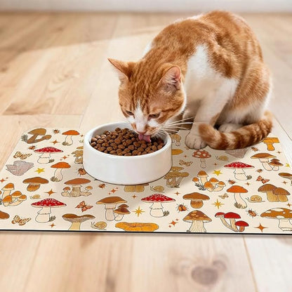 Dog Food Mat for Pet Cat Food Mat, Mushroom Absorbent Quick Dry Dog Bowl Mats - Image 2