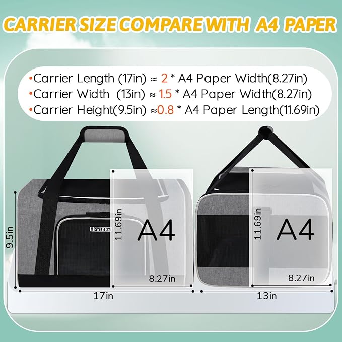 Petskd Pet Carrier 17x13x9.5 Southwest Airline Approved, Pet Travel Carrier Bag - Image 3
