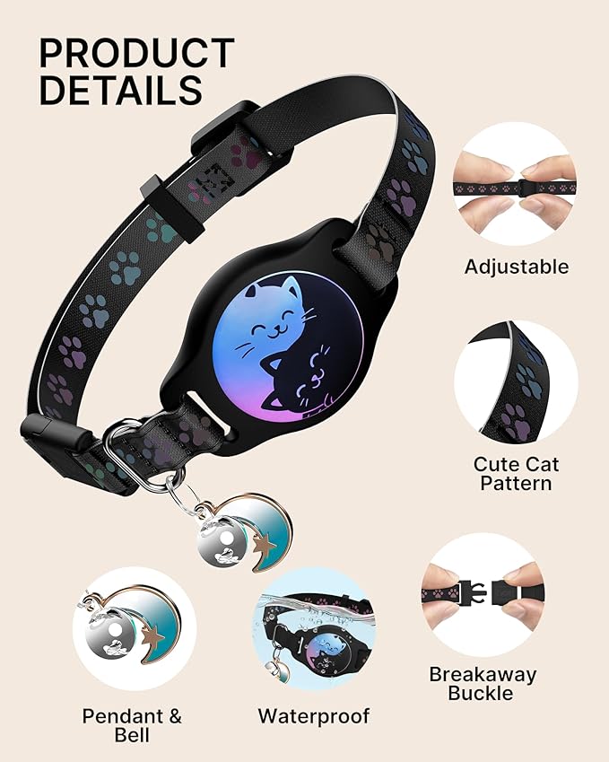 Cat Collar with Airtag Holder, 2 Pack Waterproof Breakaway Kitten Collar - Image 3