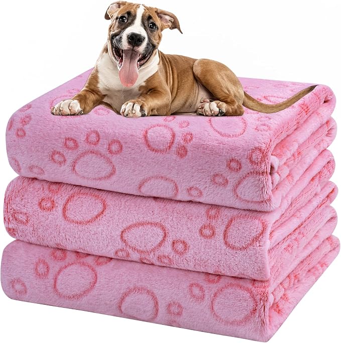 Dono 1 Pack 3 Dog Blankets, Soft Fluffy Fleece Pet Blanket Warm Sleep Mat Paw by Dono