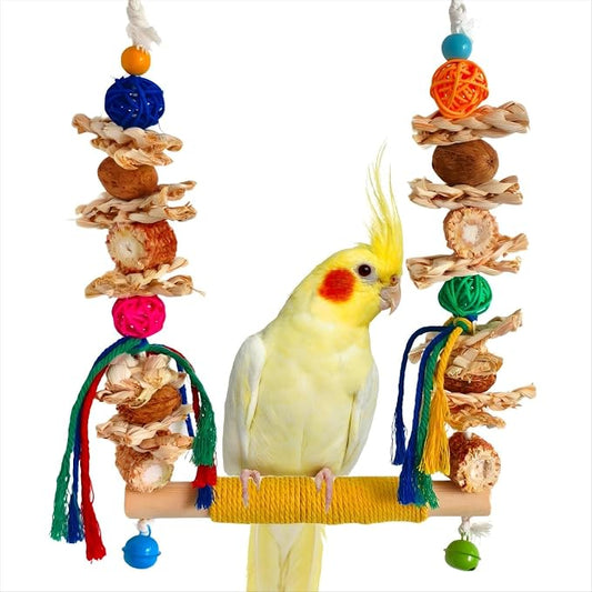 Bird Swings Toys for Parakeets Parrot, Natural Bird Perch Cage Hanging Chew by XLpeixin