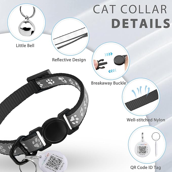 Cat Collar Breakaway with QR Code Name Tag, Reflective Kitten Collars with Bell - Image 7