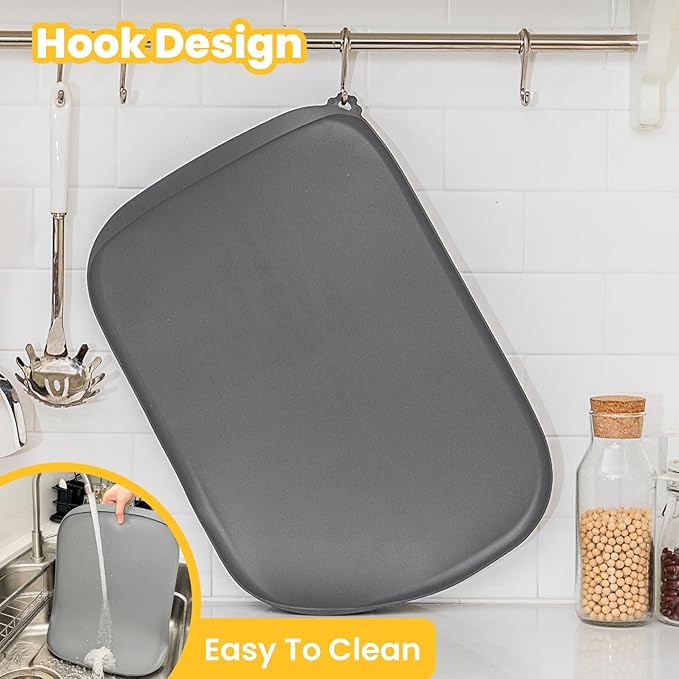 Silicone Dog Food Mat with Side Pocket & Hook Hole, Soft Raised Edges, Easy - Image 3