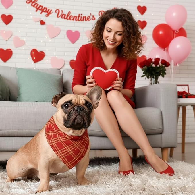 Weewooday 50 Pcs Valentine's & St. Patrick's Day Dog Bandanas Bulk Red & Green - Image 5