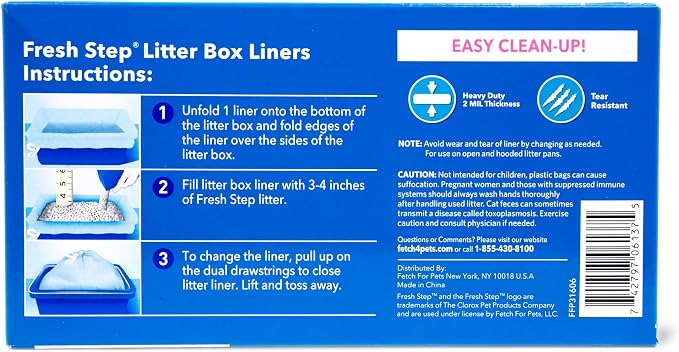 Fresh Step Jumbo Drawstring Cat Litter Box Liners, Scented Heavy Duty Kitty - Image 5