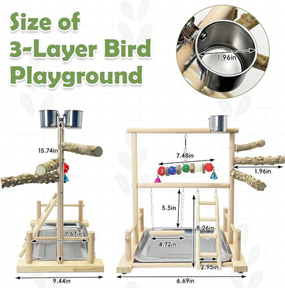 kathson Bird Playground Parrot Perch Stand Toys, Birds Wood Play Gym Activity - Image 2