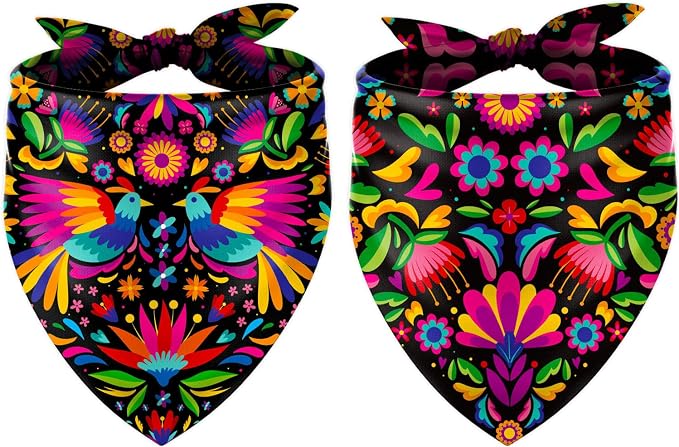 Whaline 2Pcs Mexican Dog Bandana Cinco De Mayo Fiesta Cotton Pet Scarf by Whaline