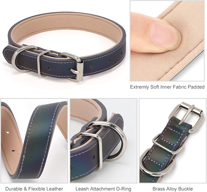 WHIPPY Leather Dog Collar for Medium Large Dog Adjustable Soft Leather Padded - Image 5