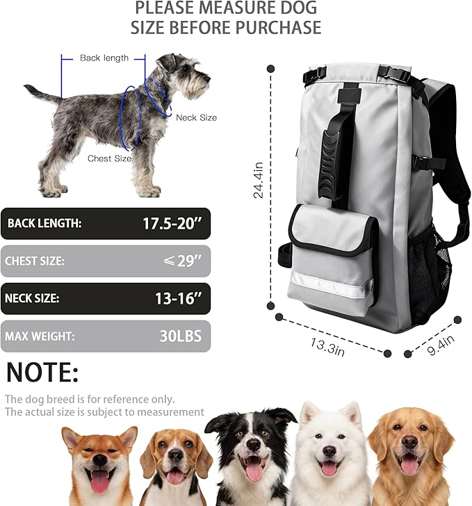 Dog Carrier Backpack for Medium Dogs, Hiking Bag for Pets Up to 30 lbs - Image 4