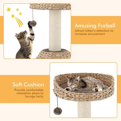 PETSITE Modern Cat Tree Tower, Paper Rope Natural Bowl Shaped - Image 3