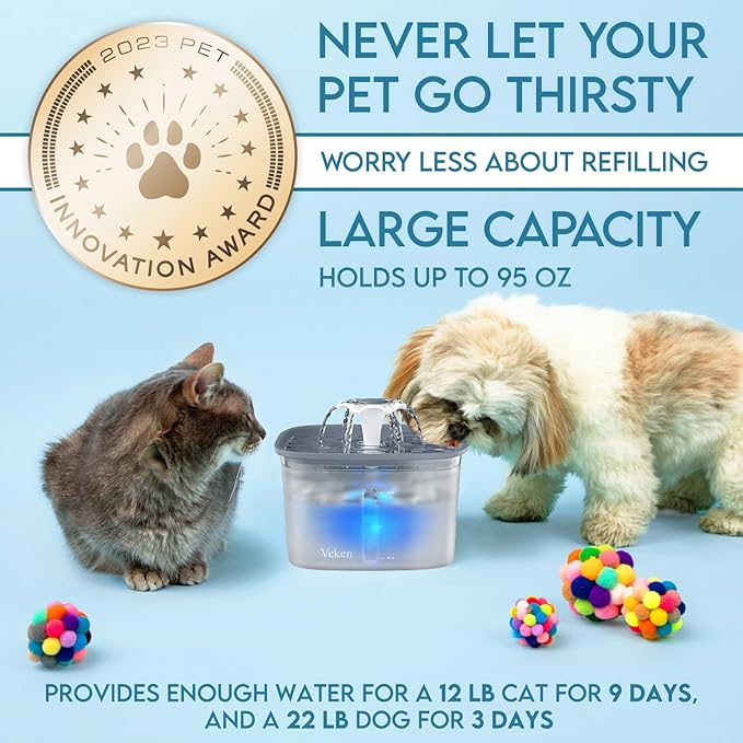 Veken Innovation Award Winner 95oz/2.8L Pet Fountain, Automatic Cat Water - Image 5