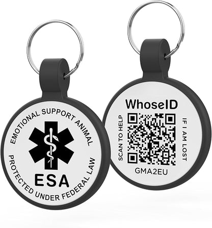 ESA Dog Tag, QR Code Dog Tag, Modifiable Free Pet Online Profile, Scannable QR by WhoseID