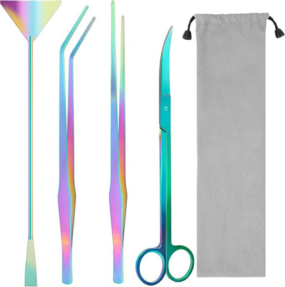 Aquarium Aquascape Tools Kit, 4 in 1 Anti-Rust Aquatic Plant Aquascaping Tool by LuxivLLC