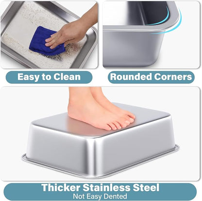 Small Stainless Steel Litter Box 2 Pack, 15.7"x11.8"x4" Small Litter Box - Image 3